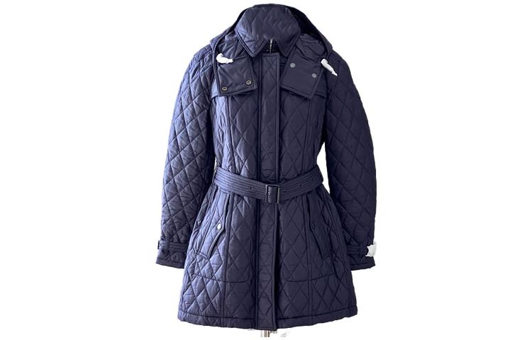 (Women) Burberry  Long Hooded Puffer Coat with Solid Color Belted Design. 80613431