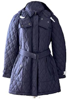 (Women) Burberry Long Hooded Puffer Coat with Solid Color Belted Design. 80613431 (Women) Burberry Long Hooded Puffer Coat with Solid Color Belted Design. 80613431