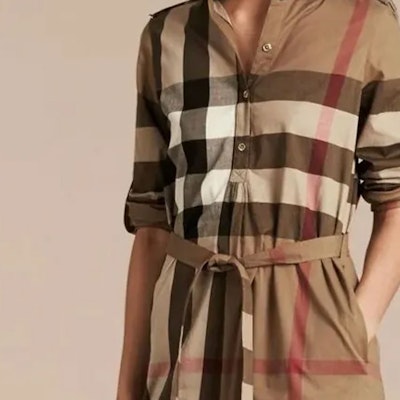 (W) Vestido Burberry manga larga con cinturón y botones marrón a cuadros. 80803741 Purchase (W) Vestido Burberry manga larga con cinturón y botones marrón a cuadros. 80803741