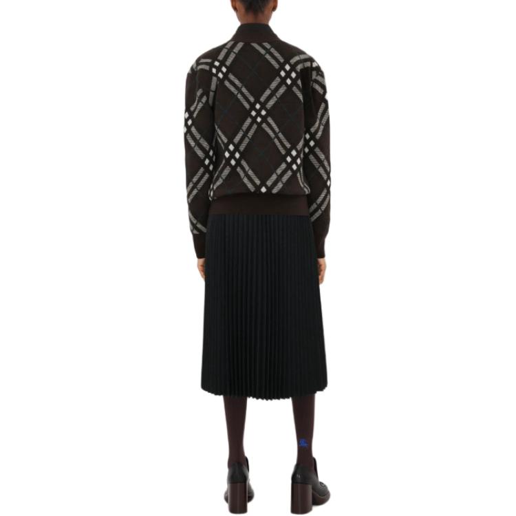 Purchase (Women) Burberry  Loose-Fit Checkered Long Sleeve Knit Cardigan Brown 80934931