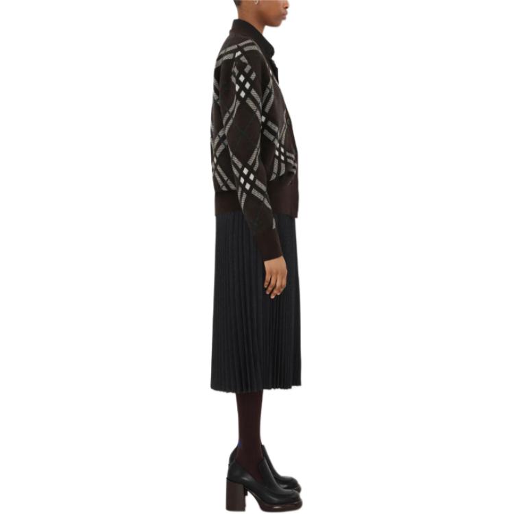 Details for (Women) Burberry  Loose-Fit Checkered Long Sleeve Knit Cardigan Brown 80934931