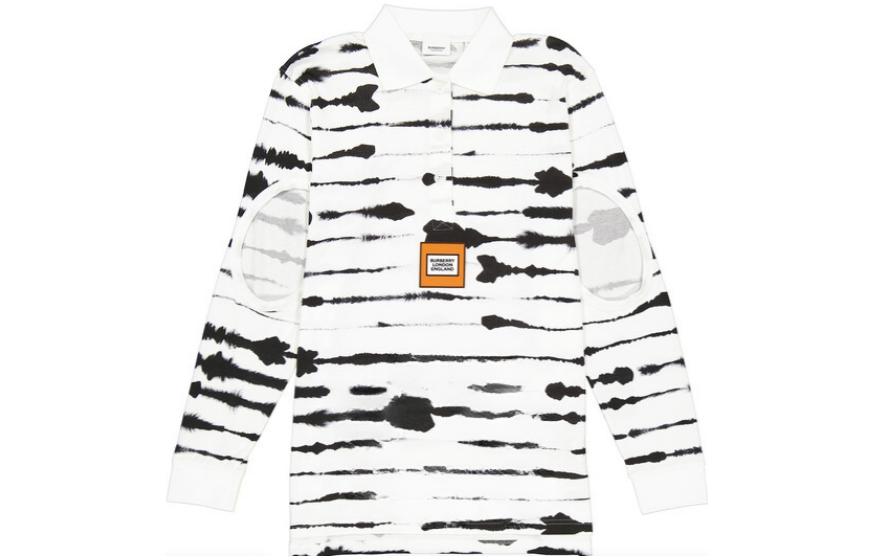 Order (W) Burberry Baju Polo Lengan Panjang Longgar Cetakan Watercolor - Putih 45645401