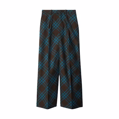 (Women) Burberry Loose Fit Mid-Rise Checkered Striped Trousers Multicolor 80949481