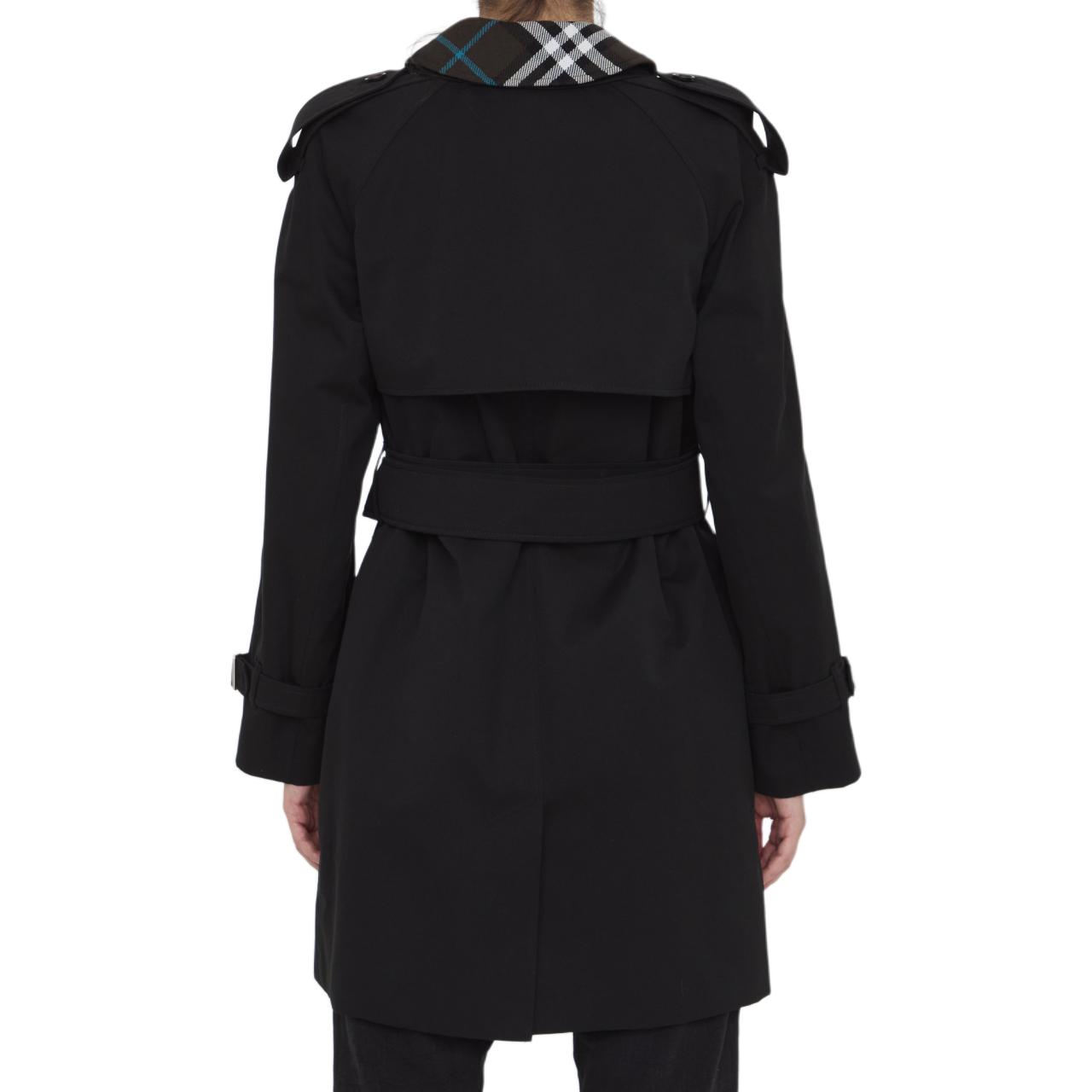 (Women) Burberry  Mid-Length Check Double-Breasted Jacket Black. 80965631 圖 3