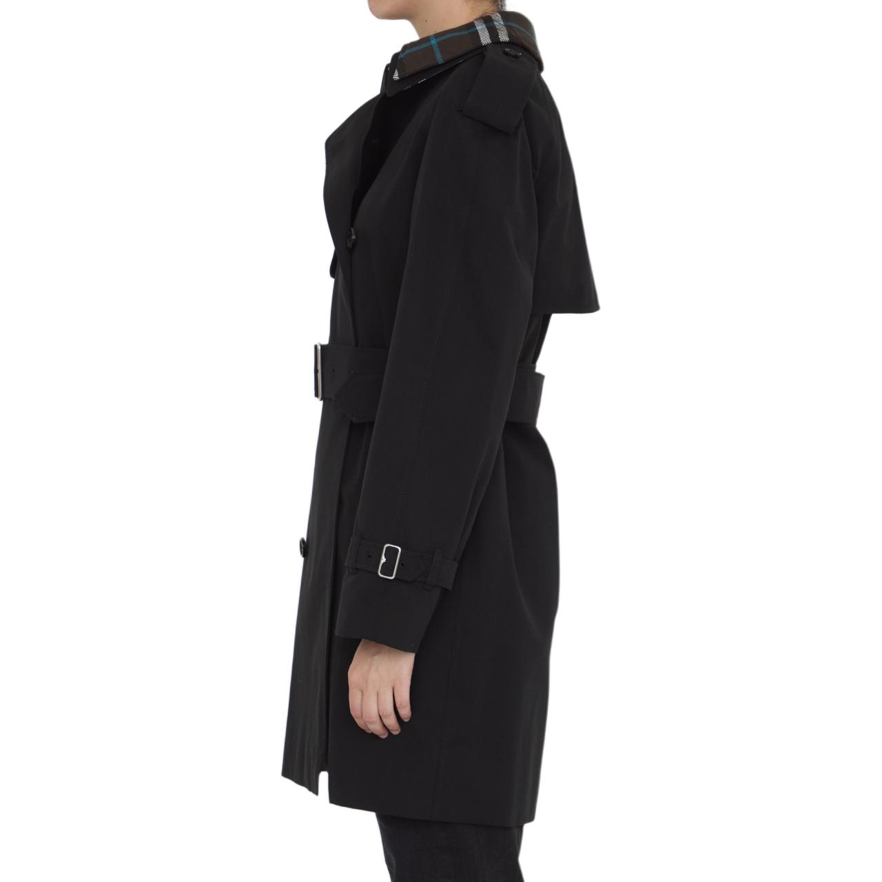 (Women) Burberry  Mid-Length Check Double-Breasted Jacket Black. 80965631 圖 4