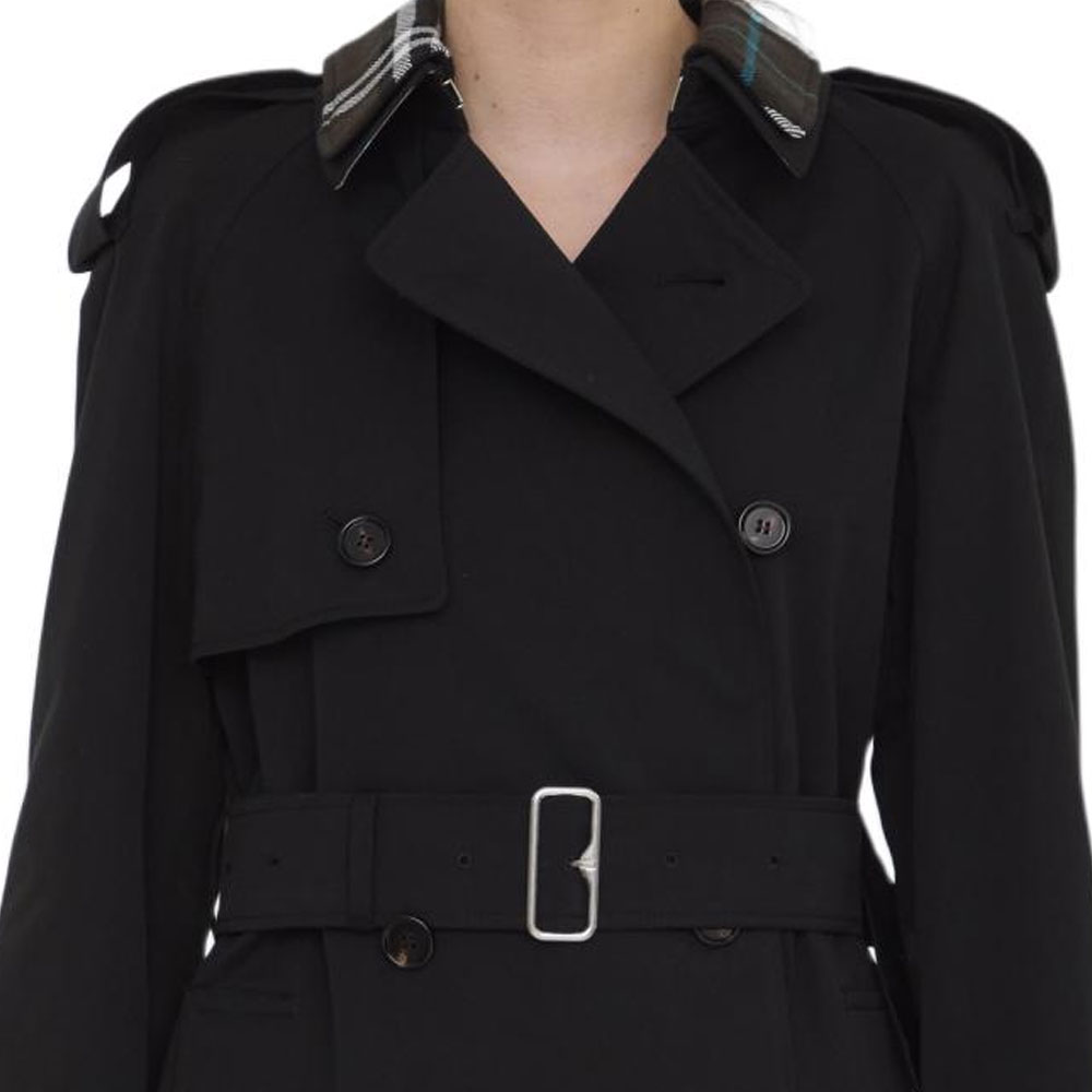 (Women) Burberry  Mid-Length Check Double-Breasted Jacket Black. 80965631 圖 5