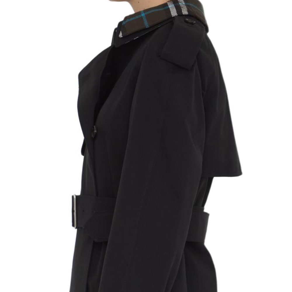 (Women) Burberry  Mid-Length Check Double-Breasted Jacket Black. 80965631 圖 7