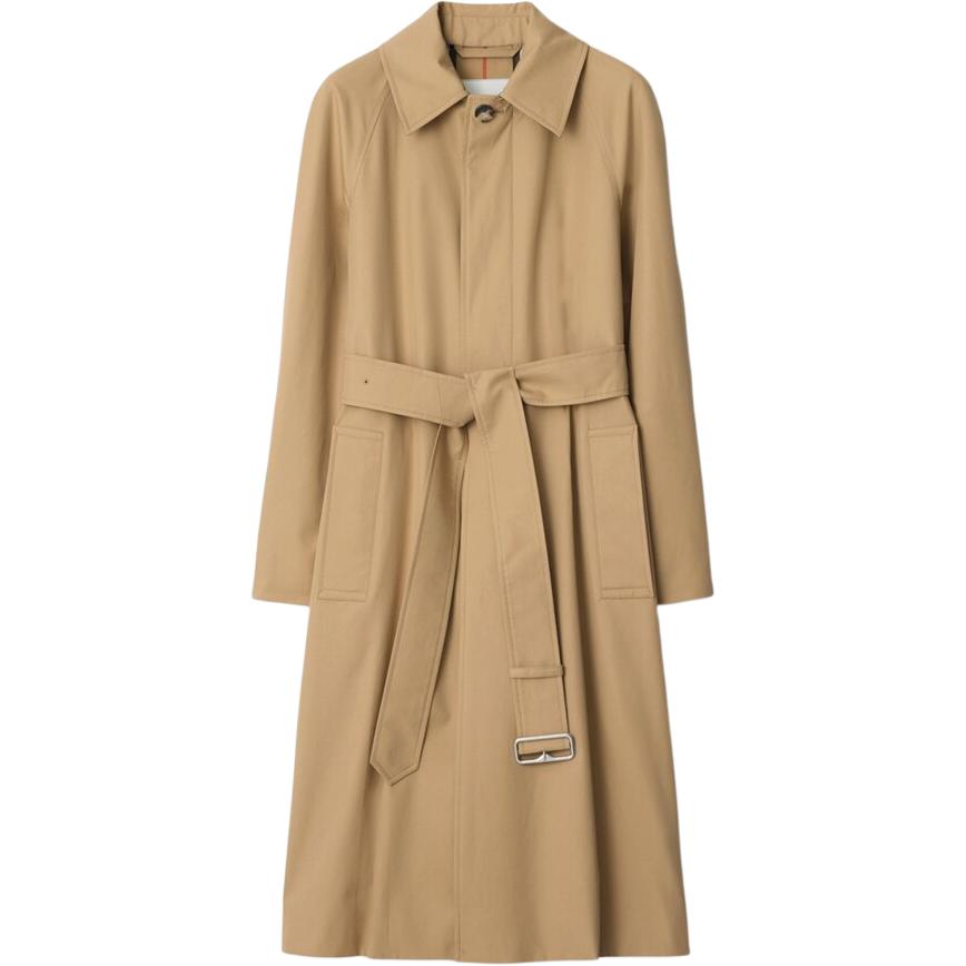 (Women) Burberry  Mid-Length Solid Color Trench Coat in Khaki. 80943621