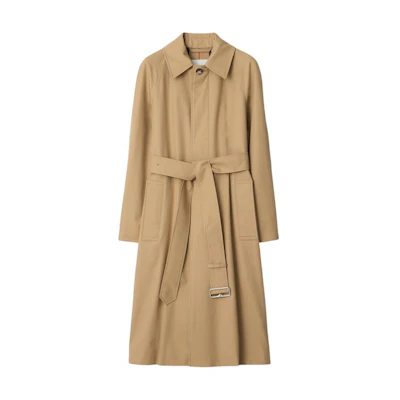(Women) Burberry Mid-Length Solid Color Trench Coat in Khaki. 80943621
