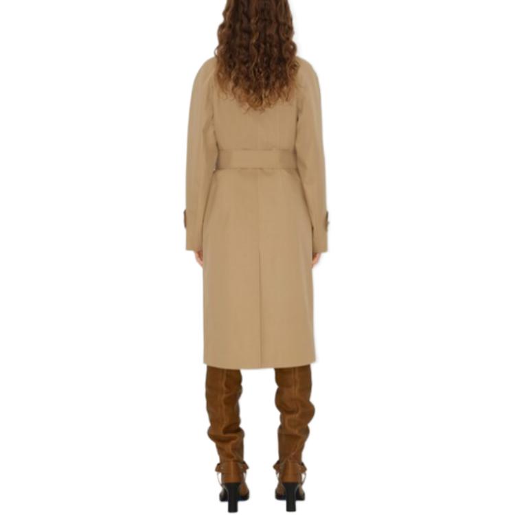 Details for (W) Abrigo Burberry Largo Medio Color Sólido en Kaki. 80943621