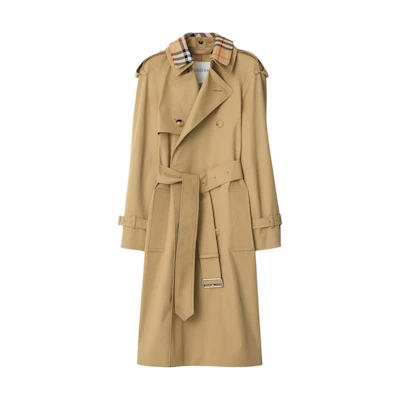 (Women) Burberry Mid-Length Trench Coat with Removable Collar in Linen Color. 80910661