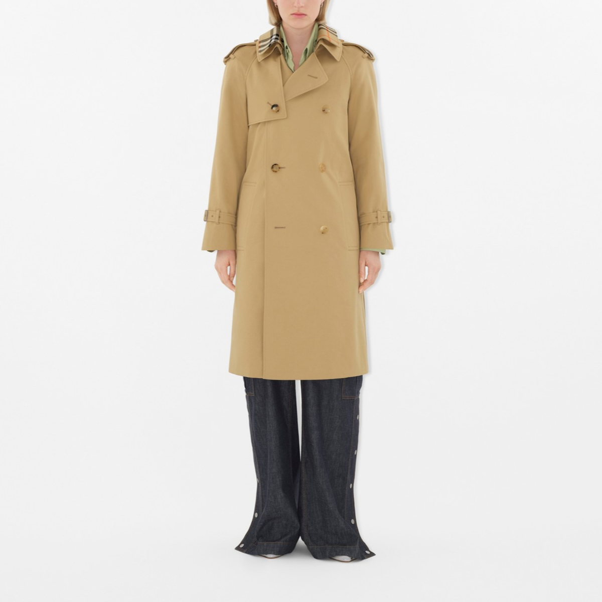 (Women) Burberry  Mid-Length Trench Coat with Removable Collar in Linen Color. 80910661 圖 5