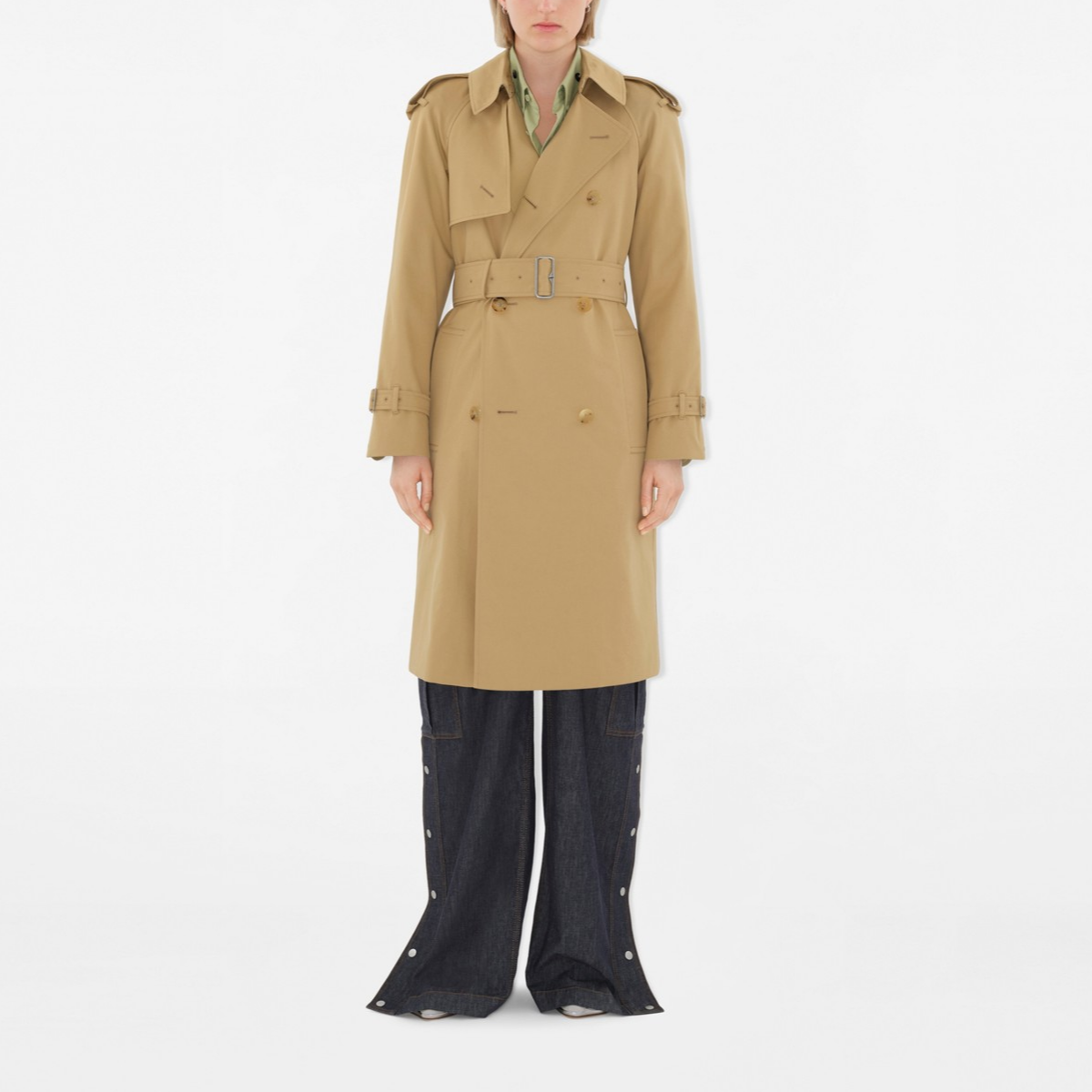(Women) Burberry  Mid-Length Trench Coat with Removable Collar in Linen Color. 80910661 圖 6