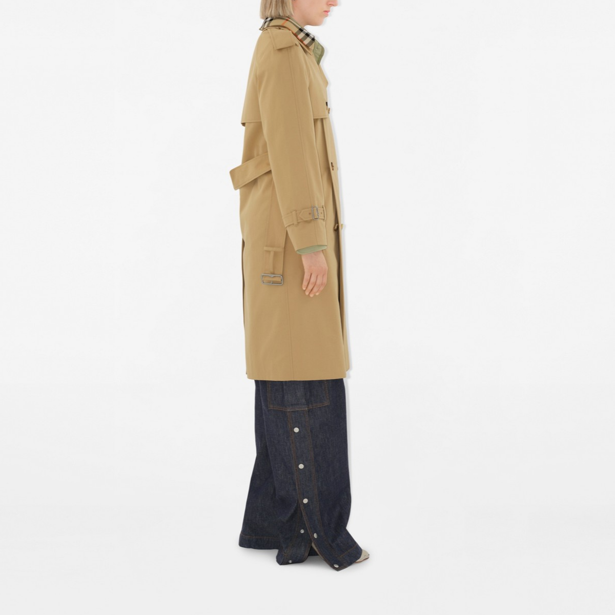 (Women) Burberry  Mid-Length Trench Coat with Removable Collar in Linen Color. 80910661 圖 8