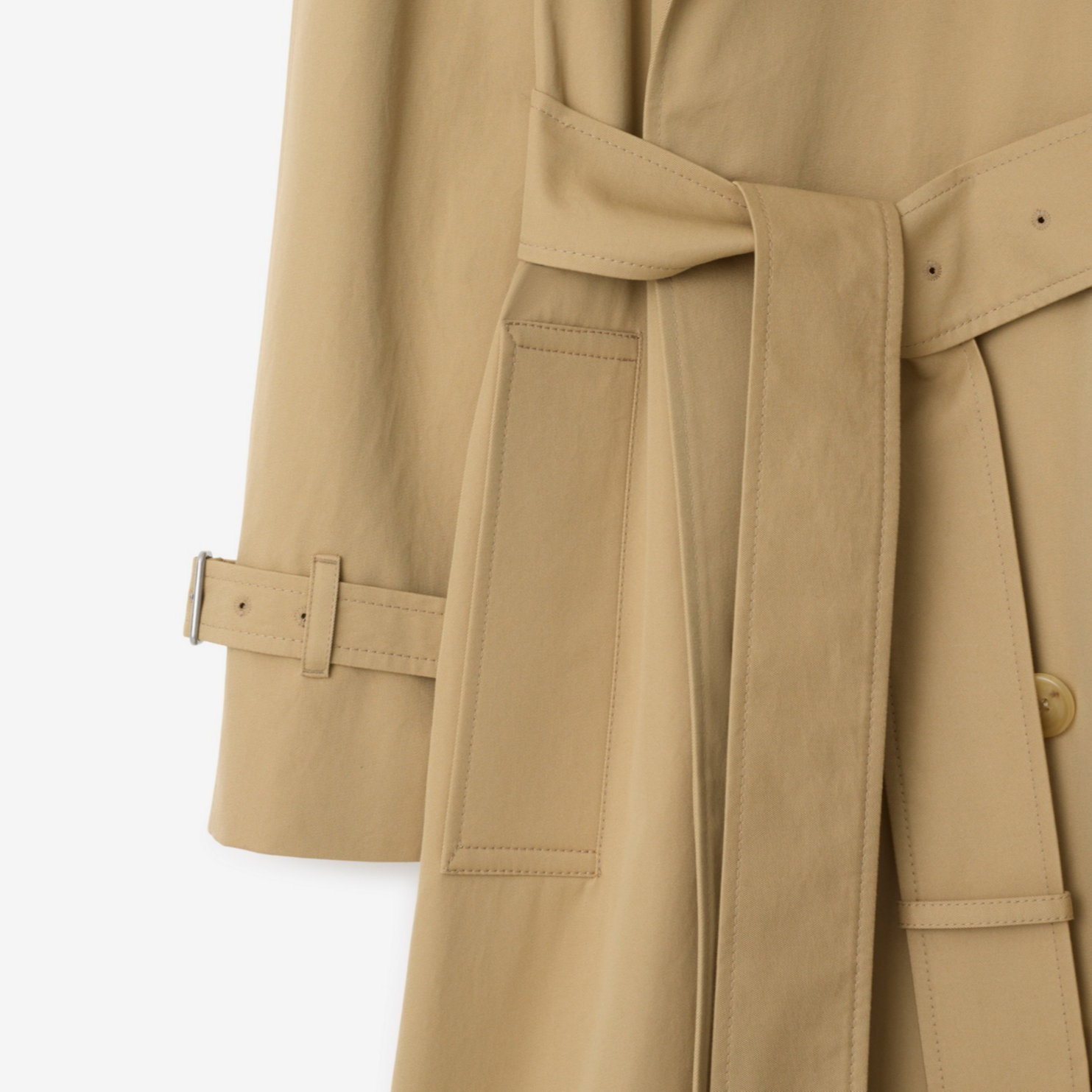 (Women) Burberry  Mid-Length Trench Coat with Removable Collar in Linen Color. 80910661 圖 9