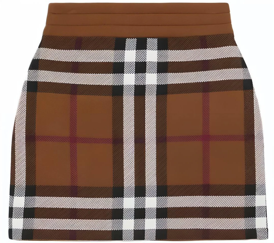 women-burberry-mid-rise-plaid-print-casual-short-skirt-brown-80703601
