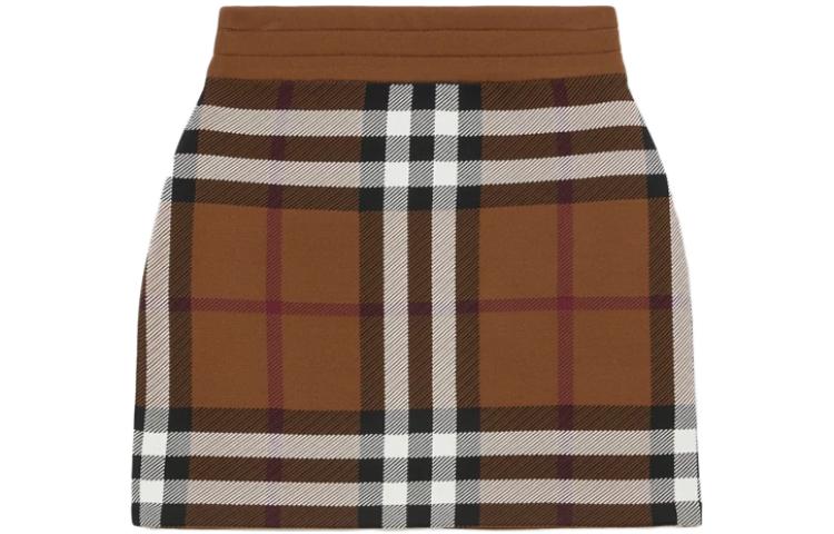Order (W) Burberry Skirt Pendek Kasual Corak Kotak Mid-Rise - Coklat 80703601