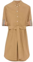 (Women) Burberry Midi Short-Sleeve Solid Turn-Down Collar Dress - Camel 80673511 (Women) Burberry Midi Short-Sleeve Solid Turn-Down Collar Dress - Camel 80673511