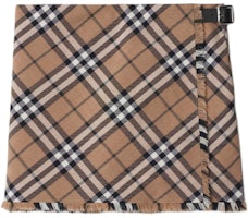 (Women) Burberry Mini Casual Skirt with Check Fringe Hem in Linden Green. 80953961 (Women) Burberry Mini Casual Skirt with Check Fringe Hem in Linden Green. 80953961