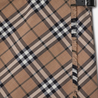 (W) Falda Casual Mini Burberry con Flecos a Cuadros en Verde Linden. 80953961 Sizing (W) Falda Casual Mini Burberry con Flecos a Cuadros en Verde Linden. 80953961