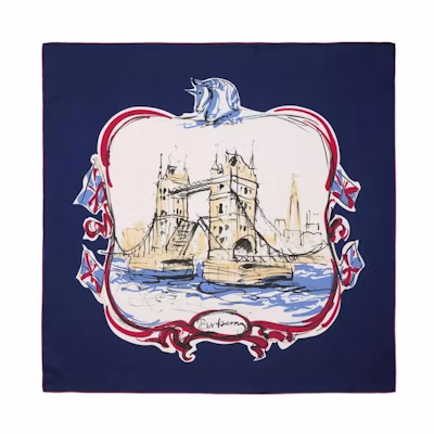 (Women) Burberry Multicolor Silk Scarf in White 80989961