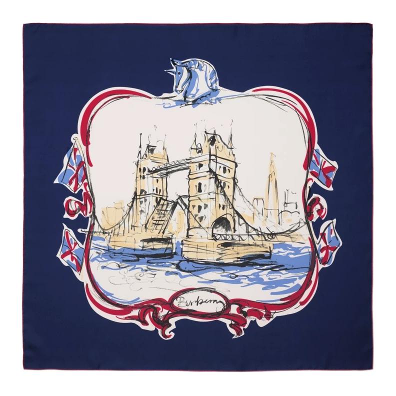 (Women) Burberry  Multicolor Silk Scarf in White 80989961 圖 2