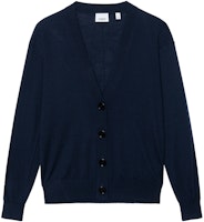 (Women) Burberry Navy Blue Checkered V-Neck Knit Cardigan 80741991 (Women) Burberry Navy Blue Checkered V-Neck Knit Cardigan 80741991