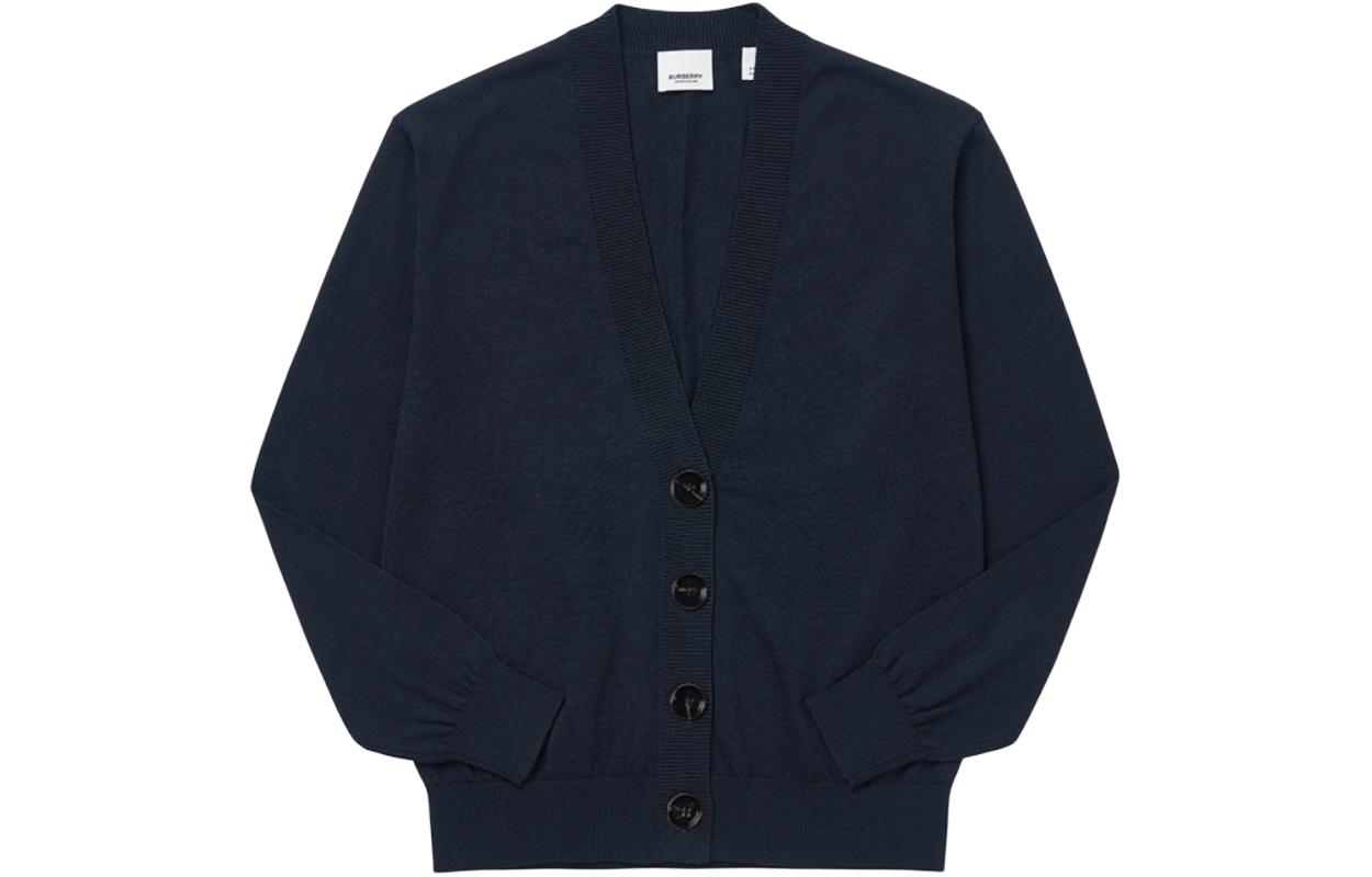 Order (W) 博柏利 深蓝色格纹V领针织开衫 80741991