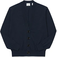 Order (Women) Burberry Navy Blue Checkered V-Neck Knit Cardigan 80741991