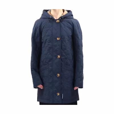 (Women) Burberry Navy Blue Hooded Long-Sleeve Cotton Jacket Coat Casual Fit 80211871