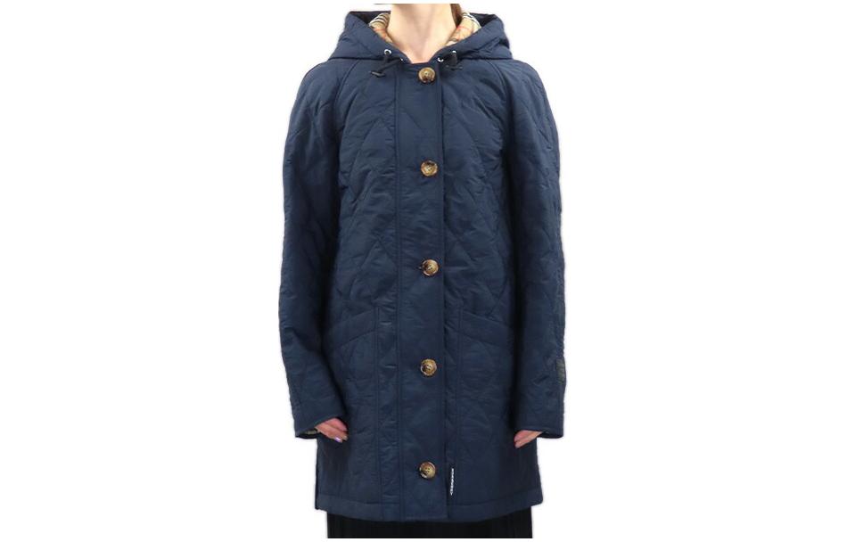 (Women) Burberry  Navy Blue Hooded Long-Sleeve Cotton Jacket Coat Casual Fit 80211871 圖 2