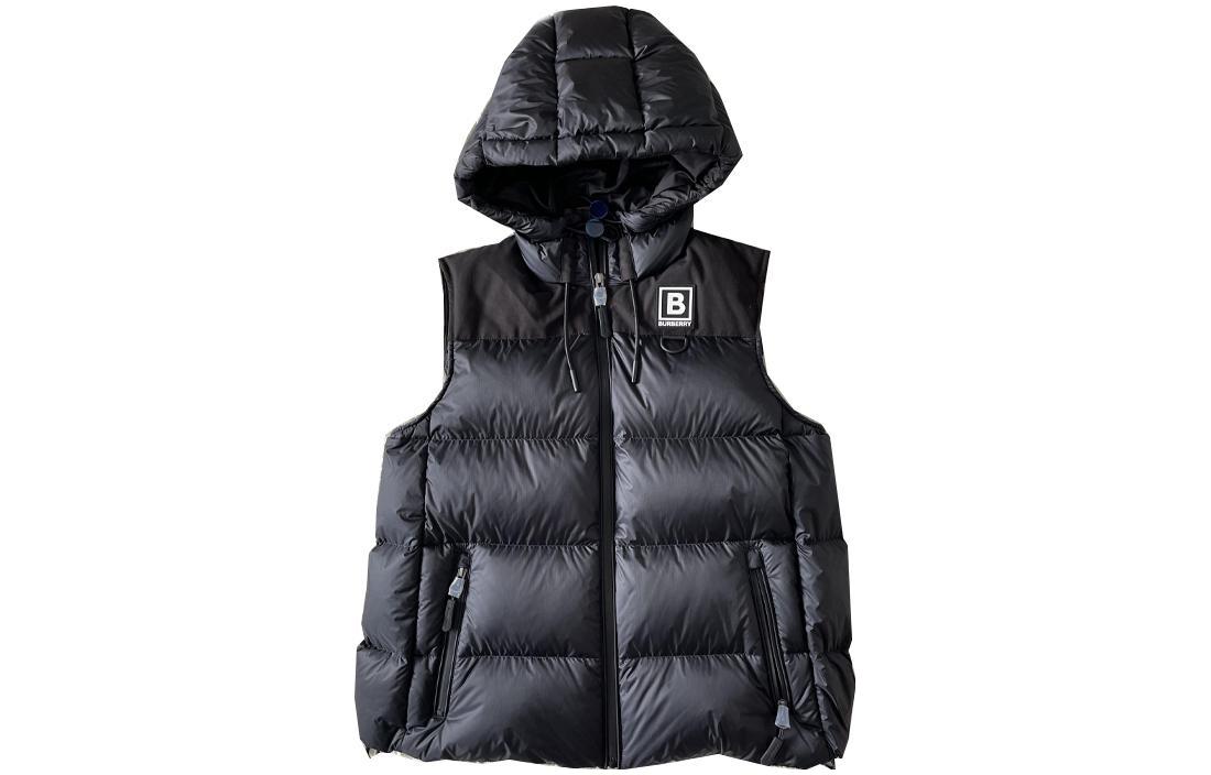 Order (W) バーバリー ネイビーブルー ロゴパターン カジュアルフードベスト 80615461