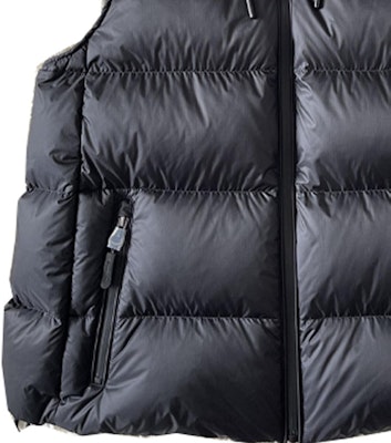 (W) バーバリー ネイビーブルー ロゴパターン カジュアルフードベスト 80615461 Details for (W) バーバリー ネイビーブルー ロゴパターン カジュアルフードベスト 80615461