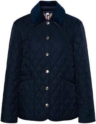(W) Burberry Jaket Quilted Biru Navy dengan Kolar Point dan Butang Tunggal. 80782391 Buy (W) Burberry Jaket Quilted Biru Navy dengan Kolar Point dan Butang Tunggal. 80782391
