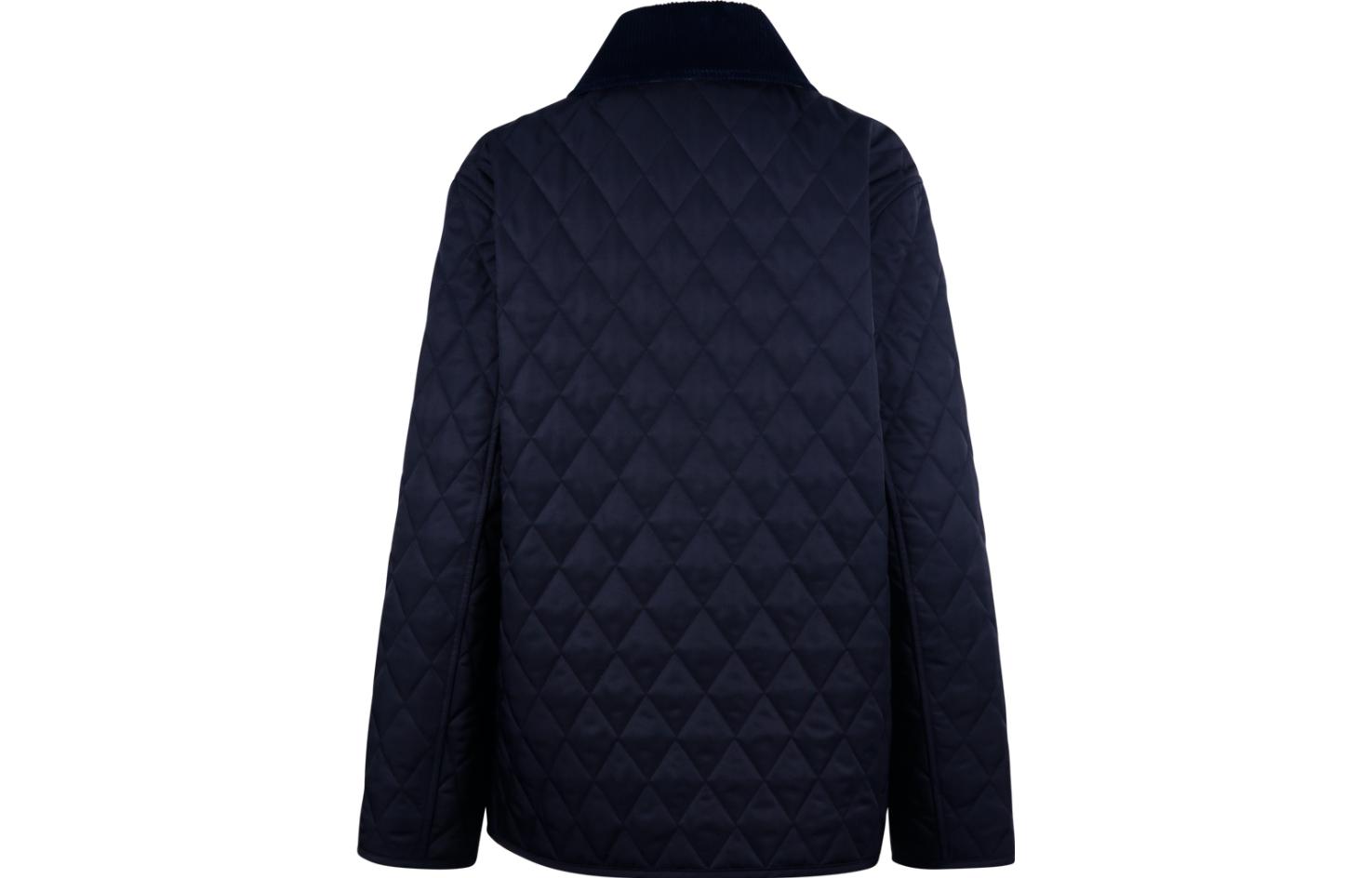 Lookbook (W) Burberry Jaket Quilted Biru Navy dengan Kolar Point dan Butang Tunggal. 80782391