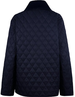 (W) Burberry Jaket Quilted Biru Navy dengan Kolar Point dan Butang Tunggal. 80782391 Lookbook (W) Burberry Jaket Quilted Biru Navy dengan Kolar Point dan Butang Tunggal. 80782391