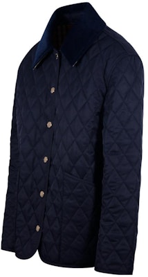 (W) Burberry Jaket Quilted Biru Navy dengan Kolar Point dan Butang Tunggal. 80782391 Shop (W) Burberry Jaket Quilted Biru Navy dengan Kolar Point dan Butang Tunggal. 80782391
