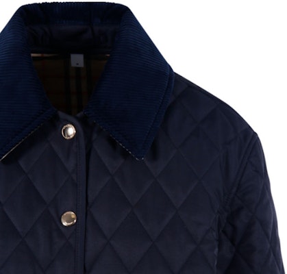(W) Burberry Jaket Quilted Biru Navy dengan Kolar Point dan Butang Tunggal. 80782391 Purchase (W) Burberry Jaket Quilted Biru Navy dengan Kolar Point dan Butang Tunggal. 80782391