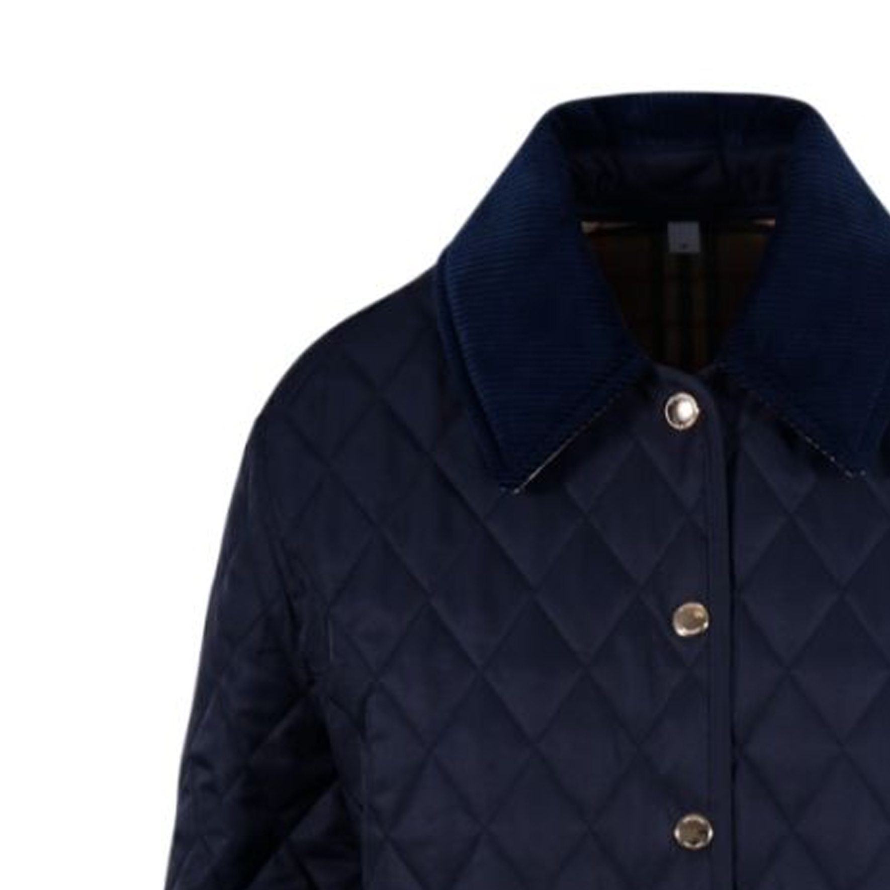 Details for (W) Burberry Jaket Quilted Biru Navy dengan Kolar Point dan Butang Tunggal. 80782391