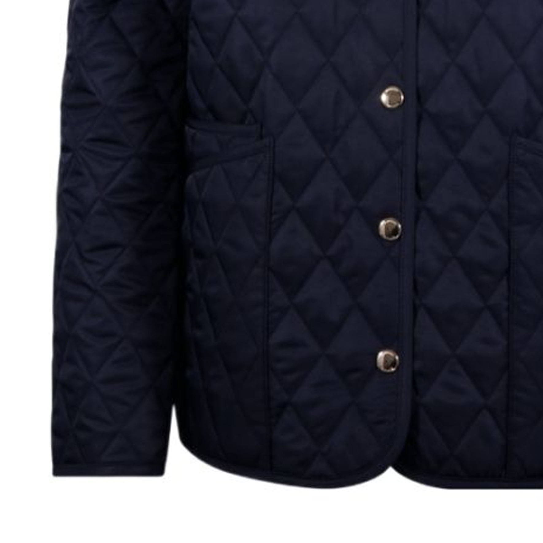 Sizing (W) Burberry Jaket Quilted Biru Navy dengan Kolar Point dan Butang Tunggal. 80782391