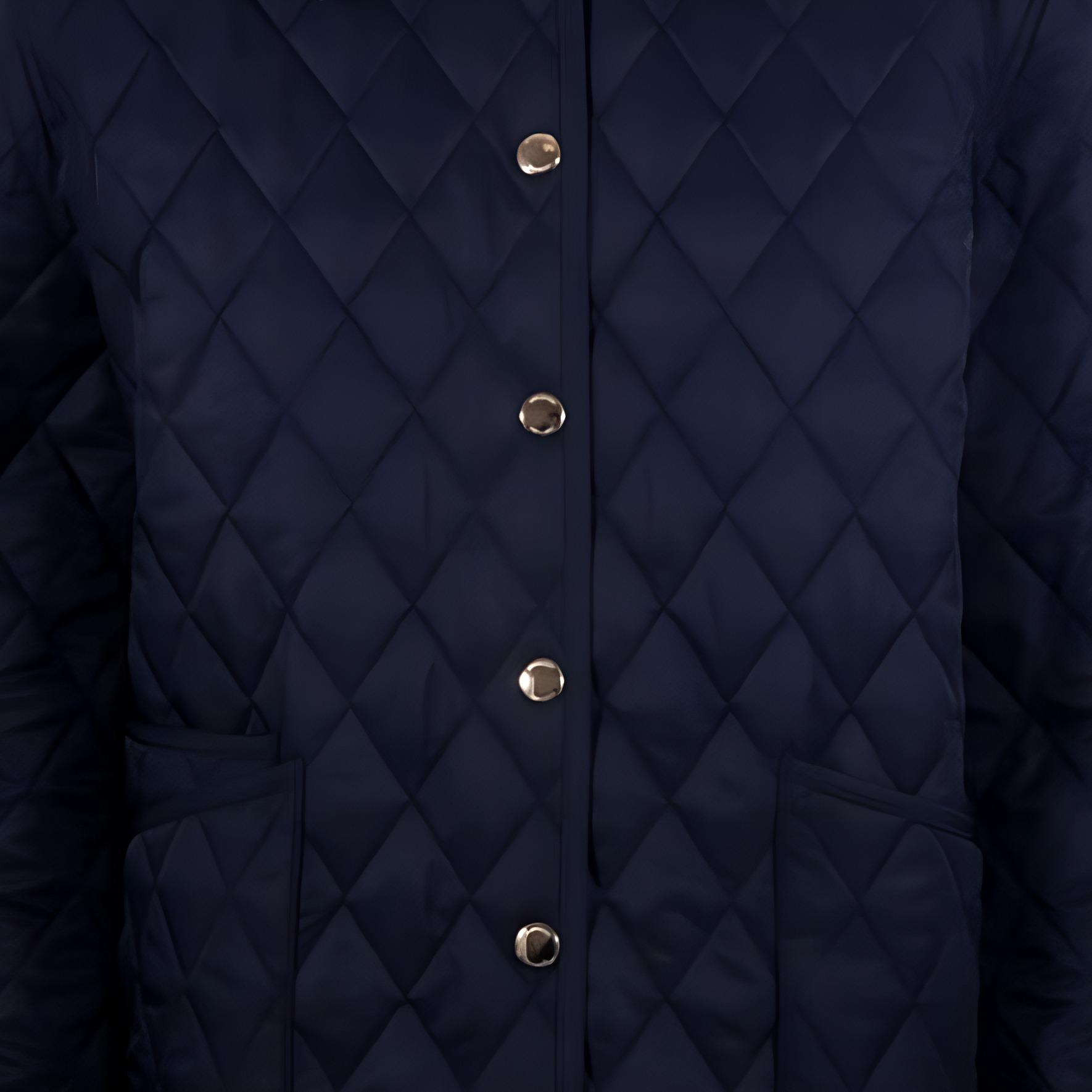 Cheap (W) Burberry Jaket Quilted Biru Navy dengan Kolar Point dan Butang Tunggal. 80782391