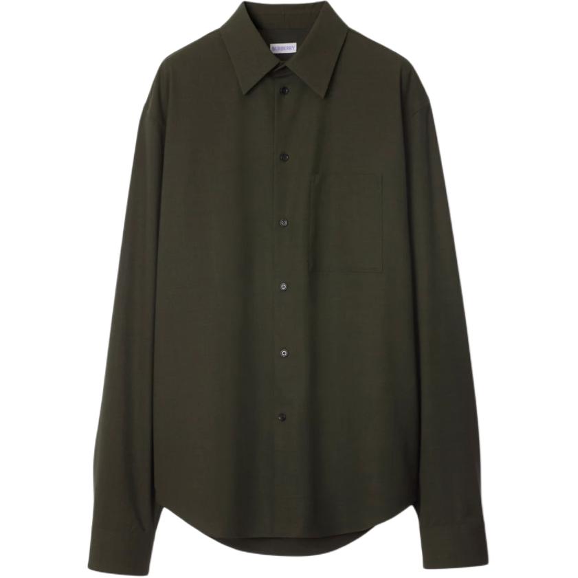 (Women) Burberry  Olive Green Loose Fit Button-Up Long Sleeve Shirt 80951491 圖 2