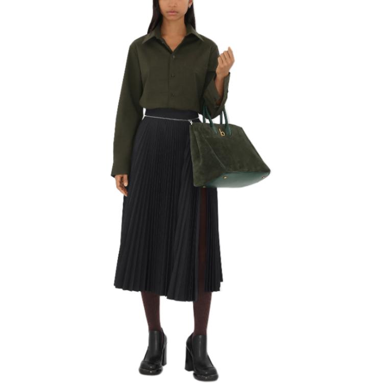 (Women) Burberry  Olive Green Loose Fit Button-Up Long Sleeve Shirt 80951491 圖 3