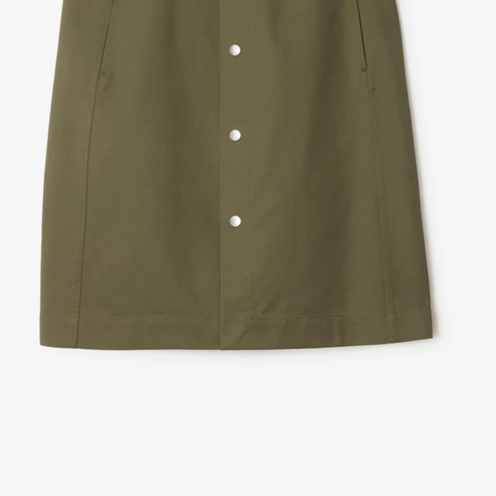 Sizing (Women) Burberry  Olive Green Midi Skirt with Back Split and Snap Button Belt. 80939451