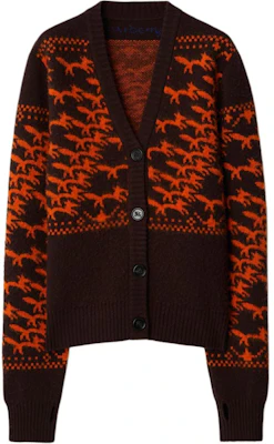 (W) Burberry Cardigan Rajutan Corak Musang Jingga Leher-V Jacquard. 80949721 Buy (W) Burberry Cardigan Rajutan Corak Musang Jingga Leher-V Jacquard. 80949721