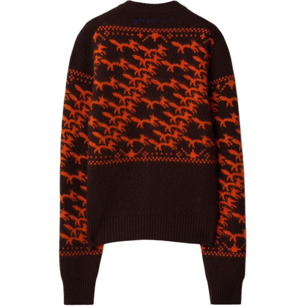 Lookbook (W) Burberry Cardigan Rajutan Corak Musang Jingga Leher-V Jacquard. 80949721