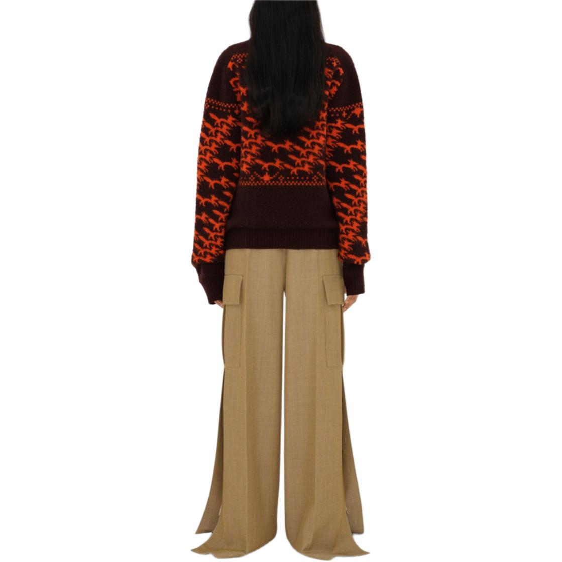 Purchase (W) Burberry Cardigan Rajutan Corak Musang Jingga Leher-V Jacquard. 80949721