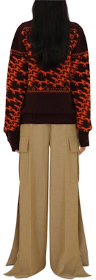 (W) Burberry Cardigan Rajutan Corak Musang Jingga Leher-V Jacquard. 80949721 Purchase (W) Burberry Cardigan Rajutan Corak Musang Jingga Leher-V Jacquard. 80949721