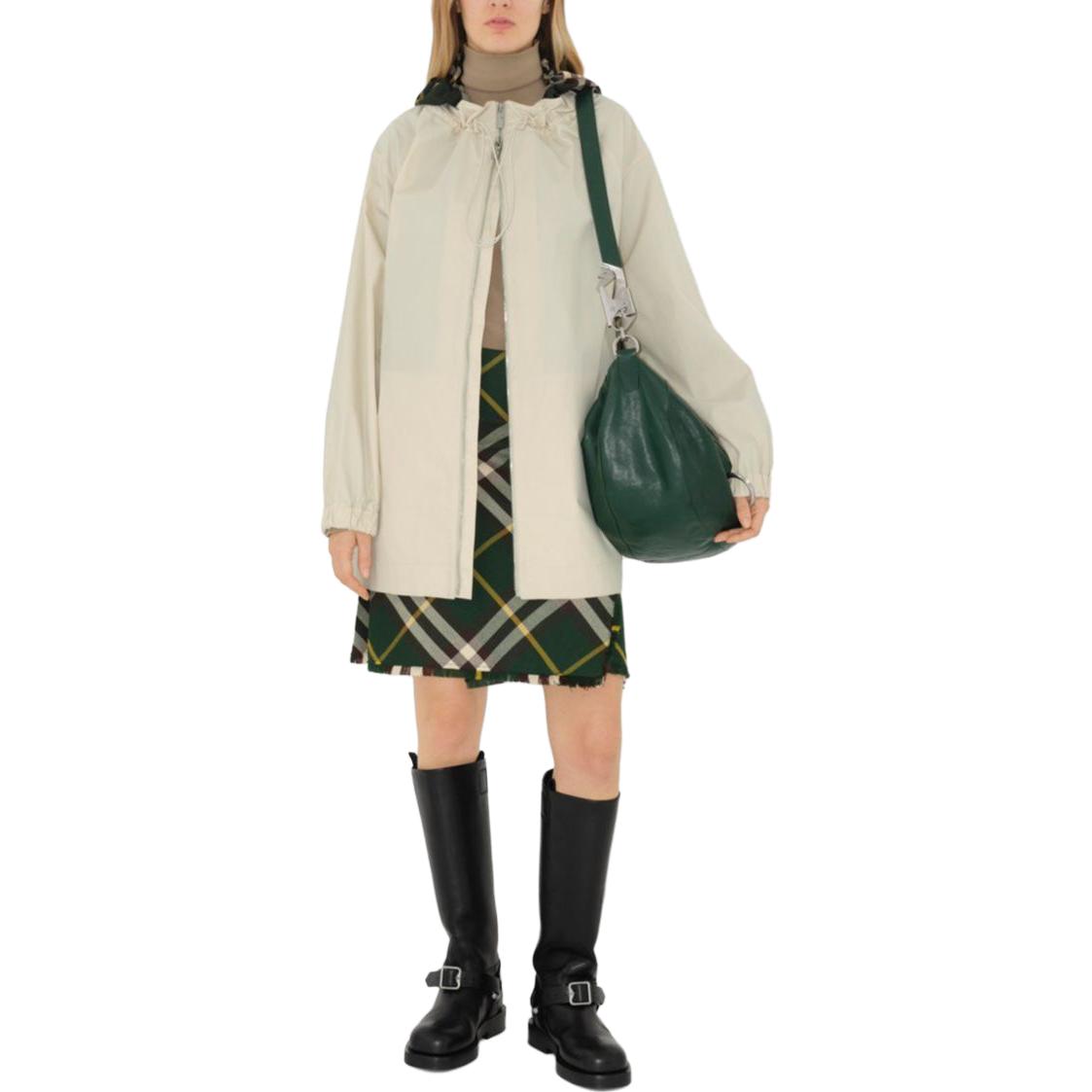 Shop (W) Gabardina Burberry Oversized Check con Capucha Off-White. 80838291