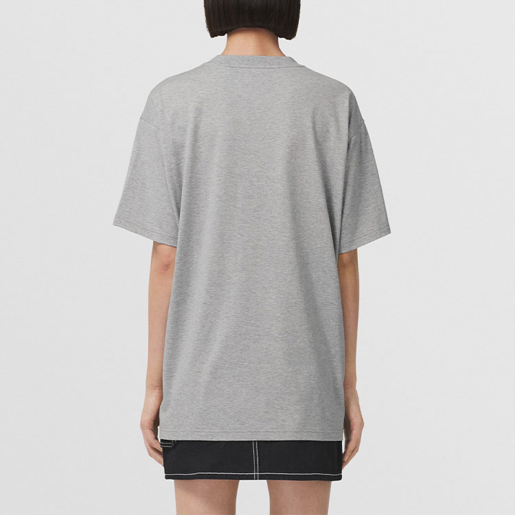 (Women) Burberry  Oversized Grey Check Pocket Cotton T-Shirt Short Sleeve 80489231 圖 4